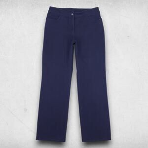 Eileen Fisher Pant Women 8 Navy Straight Wide Leg Minimalist Casual Quiet Luxury